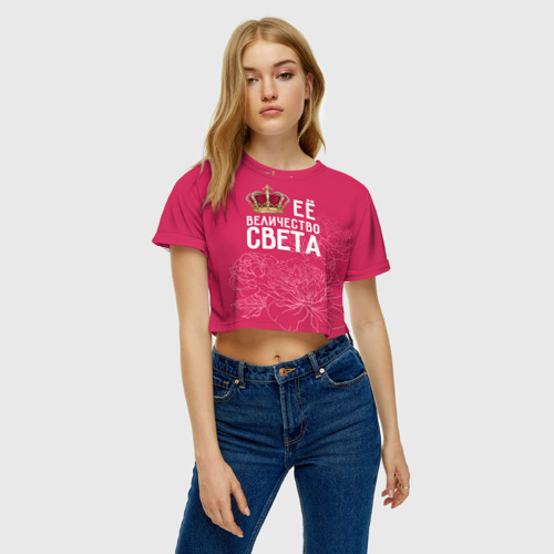 Женская футболка Crop-top 3D Её величество Света, цвет 3D печать - фото 3