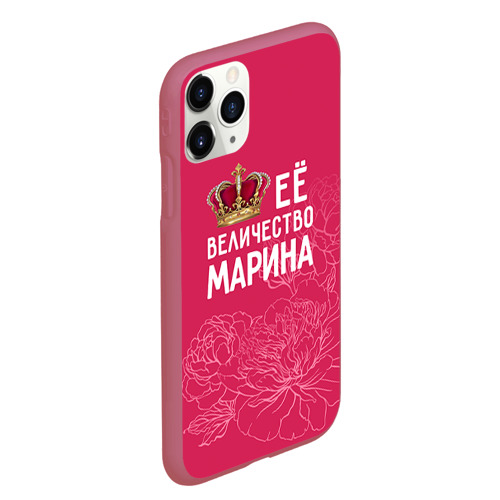 Чехол для iPhone 11 Pro Max матовый Её величество Марина, цвет малиновый - фото 3