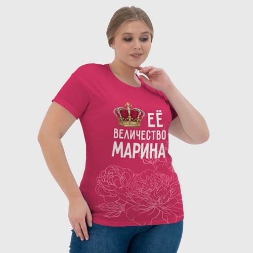 Женская футболка 3D с принтом Её величество Марина, фото #4