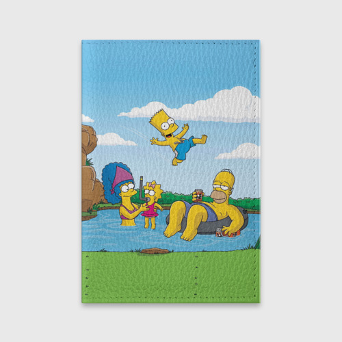 Обложка для паспорта матовая кожа The Simpsons, цвет красный