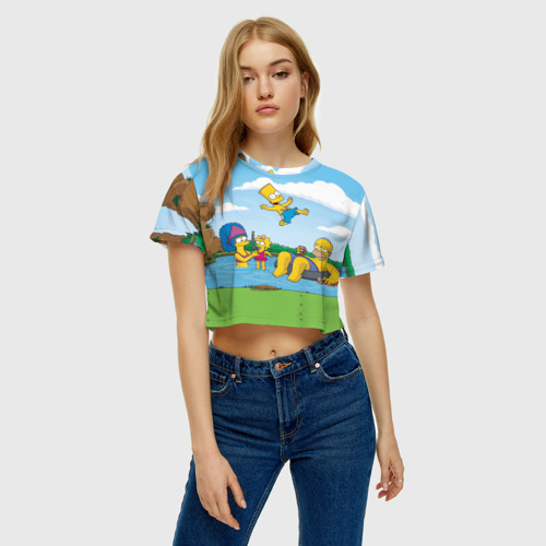 Женская футболка Crop-top 3D The Simpsons, цвет 3D печать - фото 3