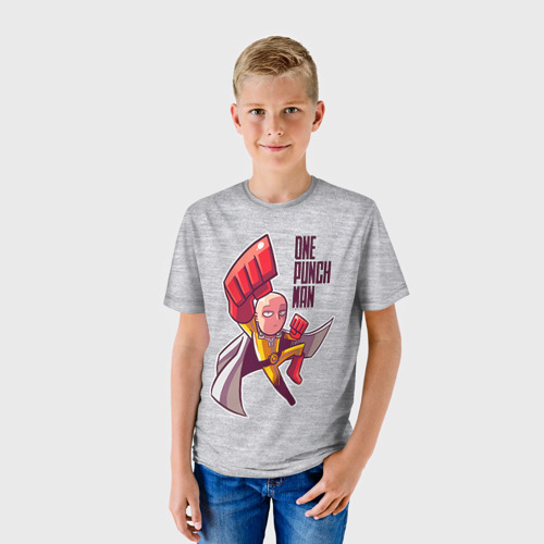 Детская футболка 3D с принтом Сайтама кулак, фото на моделе #1
