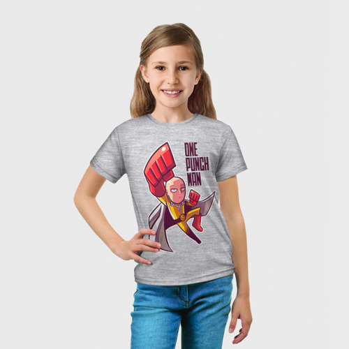 Детская футболка 3D с принтом Сайтама кулак, вид сбоку #3