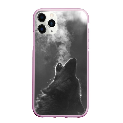 Чехол для iPhone 11 Pro матовый Воющий волк, цвет розовый
