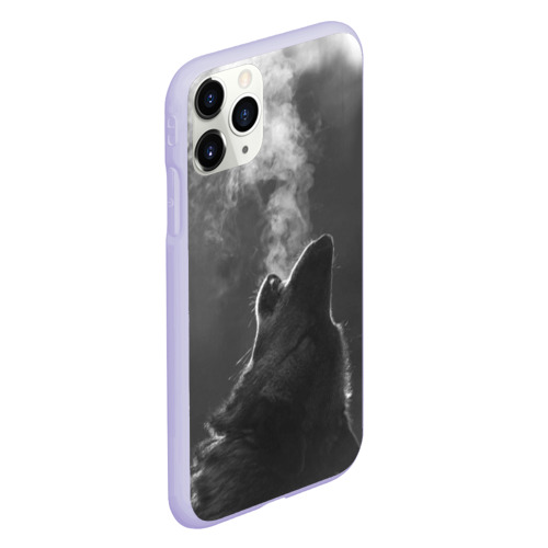 Чехол для iPhone 11 Pro матовый Воющий волк, цвет светло-сиреневый - фото 3