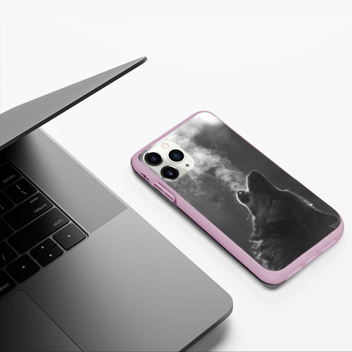 Чехол для iPhone 11 Pro матовый Воющий волк, цвет розовый - фото 5