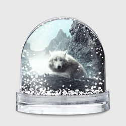 Игрушка Снежный шар Волк в горах