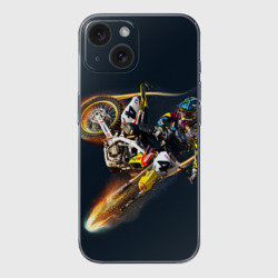 Чехол для iPhone 15 силиконовый с защитой камеры Motorcycle Racing