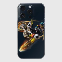 Чехол для iPhone 15 Pro Max силиконовый с защитой камеры Motorcycle Racing