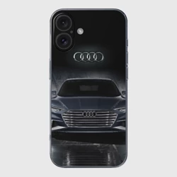 Чехол для iPhone 16 силиконовый с защитой камеры Audi