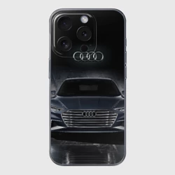 Чехол для iPhone 15 Pro Max силиконовый с защитой камеры Audi