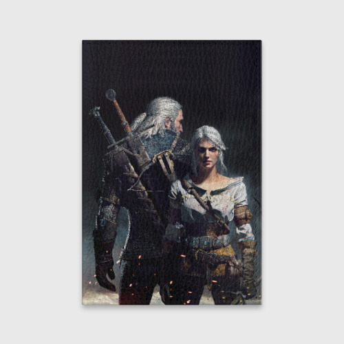 Обложка для паспорта матовая кожа Geralt and Ciri, цвет черный