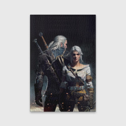 Обложка для паспорта матовая кожа Geralt and Ciri