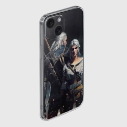 Чехол для iPhone 15 силиконовый с защитой камеры Geralt and Ciri - фото 2