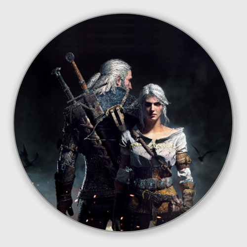 Коврик для мышки круглый Geralt and Ciri Фото 01 Коврик для мышки круглый Geralt and Ciri Фото 01