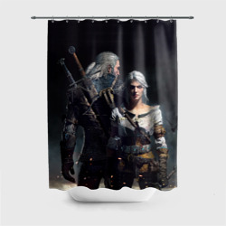 Штора 3D для ванной Geralt and Ciri