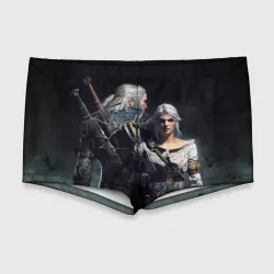 Мужские купальные плавки 3D Geralt and Ciri
