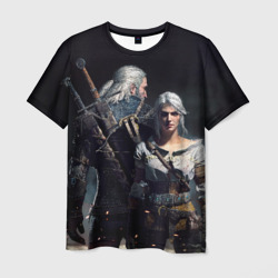 Мужская футболка 3D Geralt and Ciri