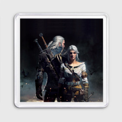 Магнит 55*55 Geralt and Ciri