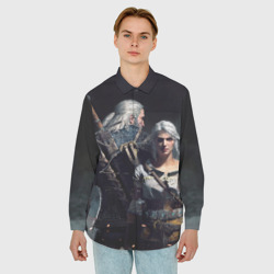 Мужская рубашка oversize 3D Geralt and Ciri - фото 2