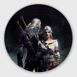 Круглый коврик для мышки Geralt and Ciri