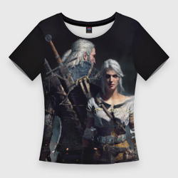 Женская футболка 3D Slim Geralt and Ciri