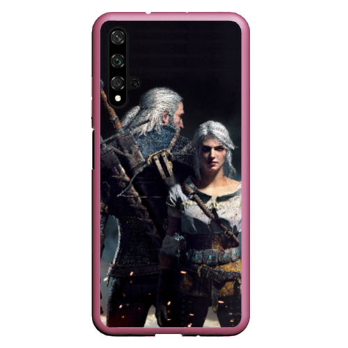 Чехол для Honor 20 Geralt and Ciri, цвет малиновый