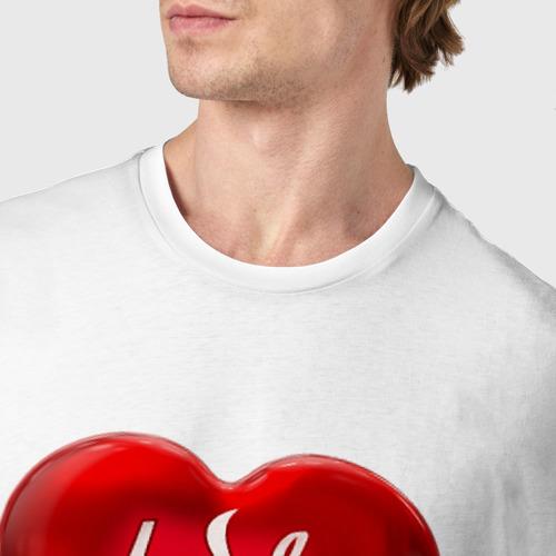 Мужская футболка хлопок Любовь спасет мир, цвет белый - фото 6