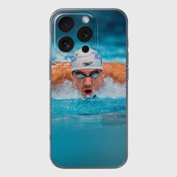 Чехол для iPhone 16 Pro Max силиконовый с защитой камеры Пловец