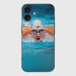 Чехол для iPhone 16 силиконовый с защитой камеры Пловец