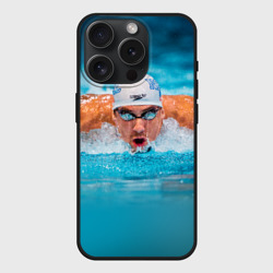 Чехол силиконовый для Apple iPhone 15 Pro Мax матовый Пловец