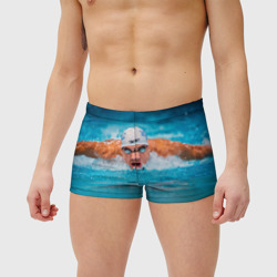 Плавки с принтом Пловец для мужчины, вид на модели спереди №2. Цвет основы: белый