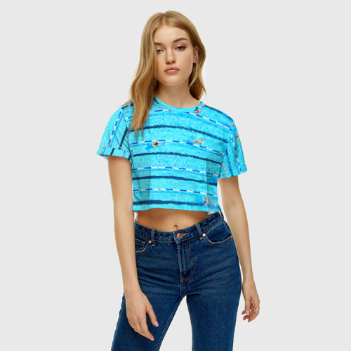 Женская футболка Crop-top 3D Бассейн, цвет 3D печать - фото 3