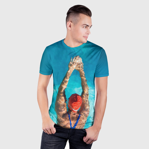 Мужская футболка 3D Slim Заплыв, цвет 3D печать - фото 3