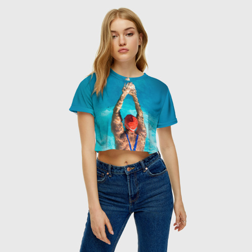 Женская футболка Crop-top 3D Заплыв, цвет 3D печать - фото 4