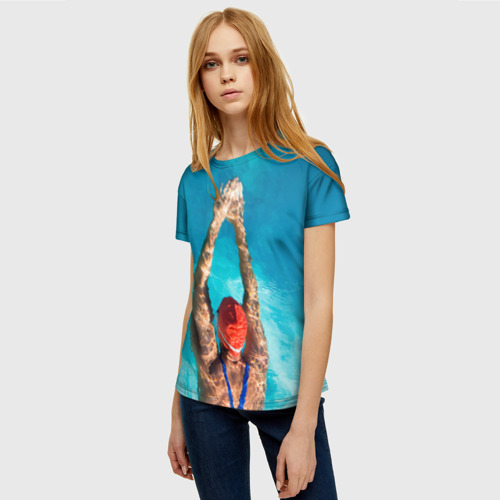 Женская футболка 3D Заплыв, цвет 3D печать - фото 3
