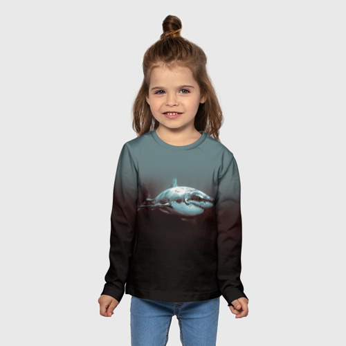 Детский лонгслив 3D Акула, цвет 3D печать - фото 5