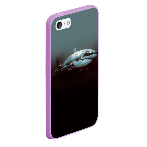 Чехол для iPhone 5/5S матовый Акула, цвет сиреневый - фото 3