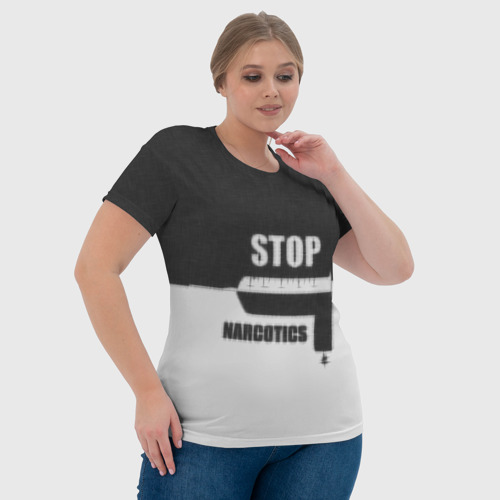 Женская футболка 3D Stop narcotics, цвет 3D печать - фото 6