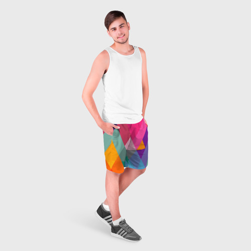 Мужские шорты 3D Разноцветные полигоны, цвет 3D печать - фото 3