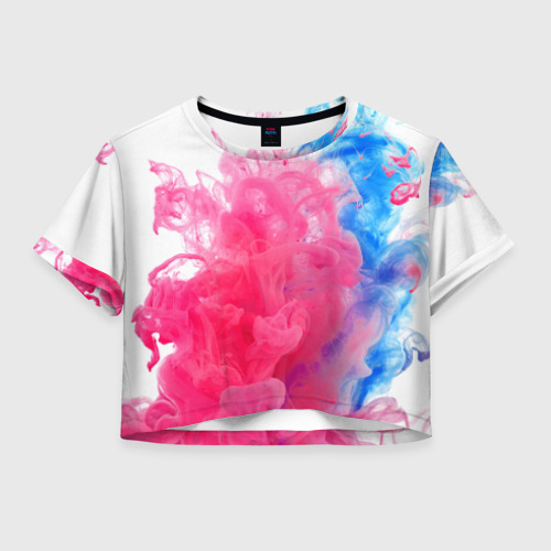 Женская футболка Crop-top 3D Взрыв красок, цвет 3D печать