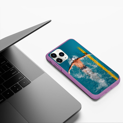 Чехол для iPhone 11 Pro матовый Баттерфляй, цвет фиолетовый - фото 5