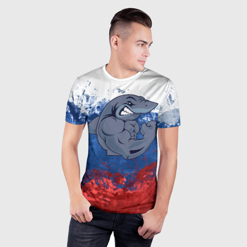 Мужская футболка 3D Slim Акула, цвет 3D печать - фото 3