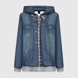 Женская толстовка 3D на молнии Джинсовка