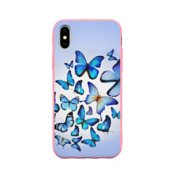Чехол для iPhone X матовый Бабочки
