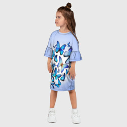 Платье с принтом Бабочки для ребенка, вид на модели спереди №2. Цвет основы: белый