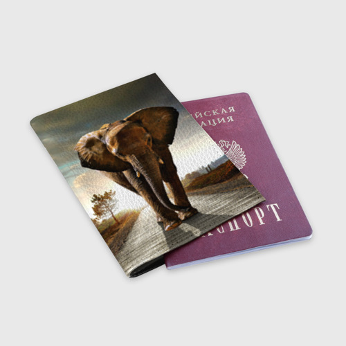 Обложка для паспорта матовая кожа Дикий слон - фото 3