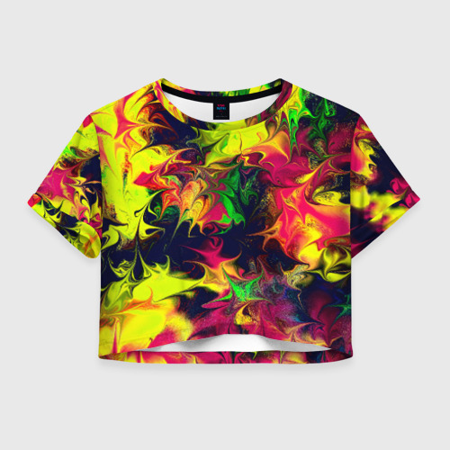 Женская футболка Crop-top 3D Кислота Фото 01 Женская футболка Crop-top 3D Кислота Фото 01