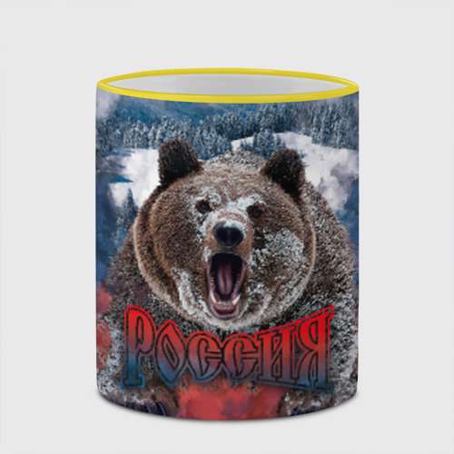 Кружка с полной запечаткой Русский медведь, цвет Кант желтый - фото 4