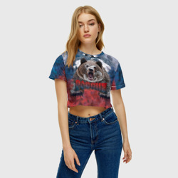 Женская футболка Crop-top 3D Русский медведь - фото 2